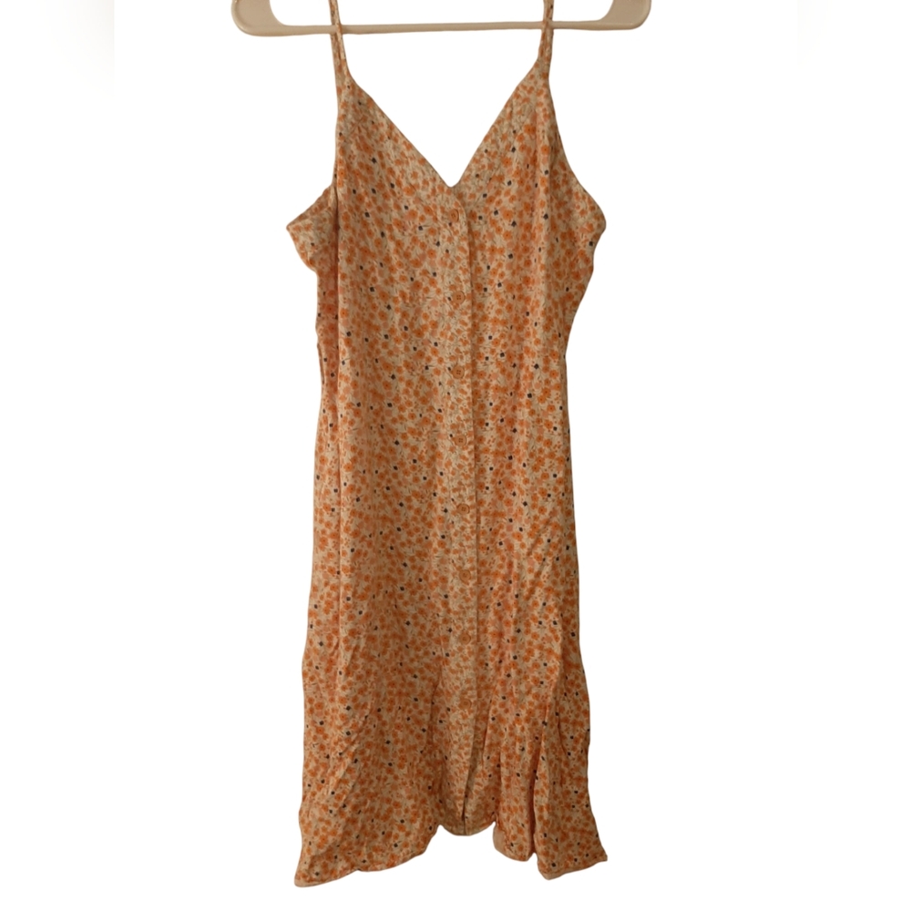 Floral Orange Spaghetti Strap Dress